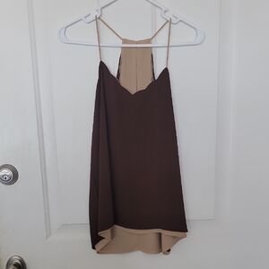 Elegant Brown and Tan Dress